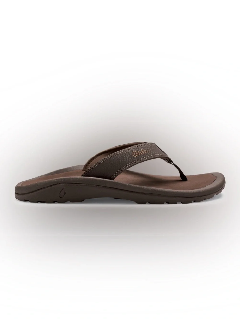 OluKai Brown Men's Leather Flip-Flop Sandal